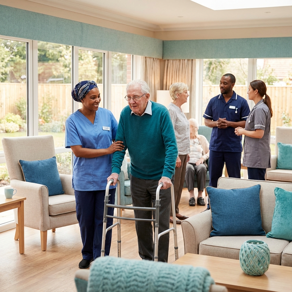 Compassionate care team helping individuals